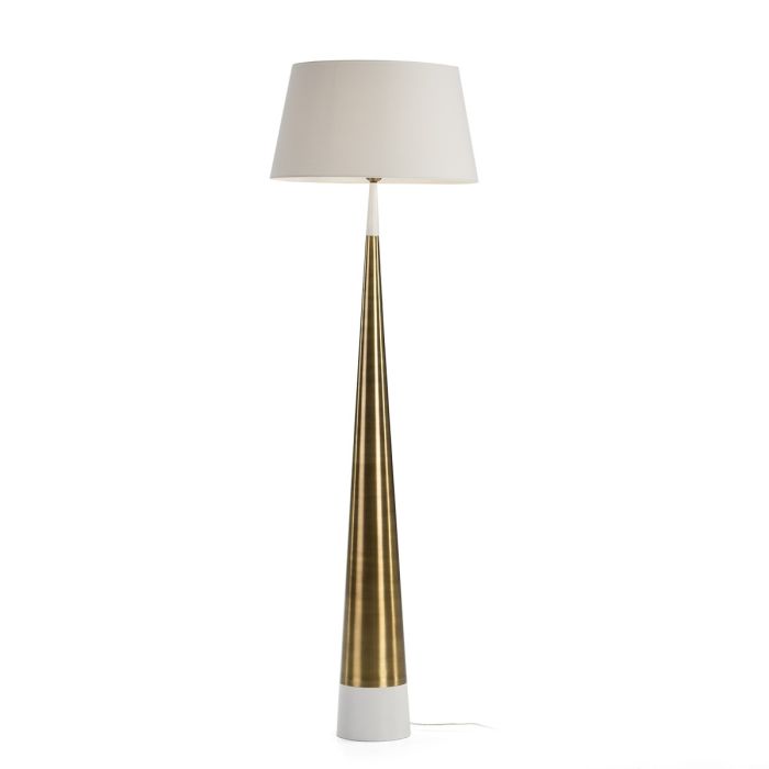 Lámpara de Pie Diseño Limpio en Metal Blanco y Dorado.