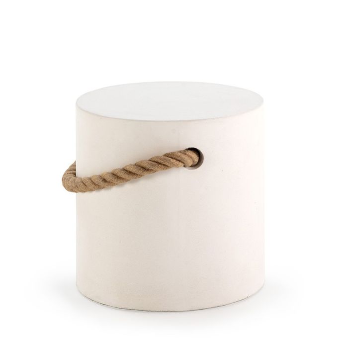 Taburete/Mesa Auxiliar de Cuerda y Gres Blanco.