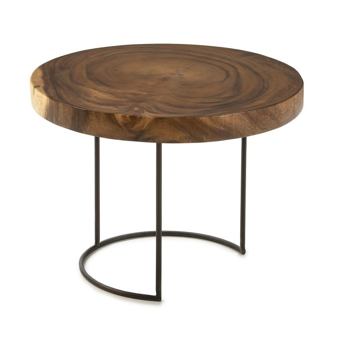 Mesa Auxiliar Metal/Madera en Natural, 50 Cm.
