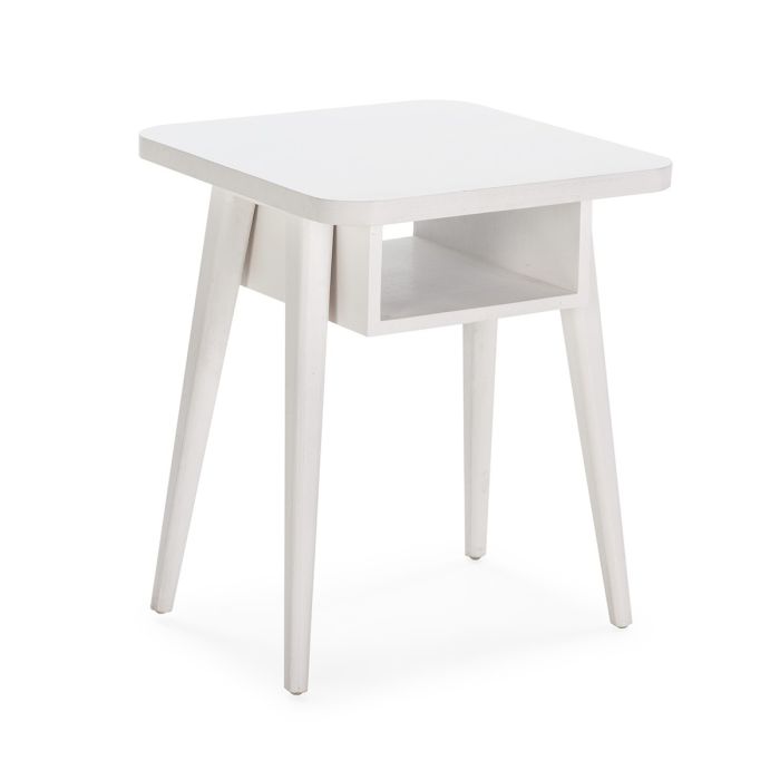 Mesita de Noche Estilo Art Decó Color Blanco, 50 Cm