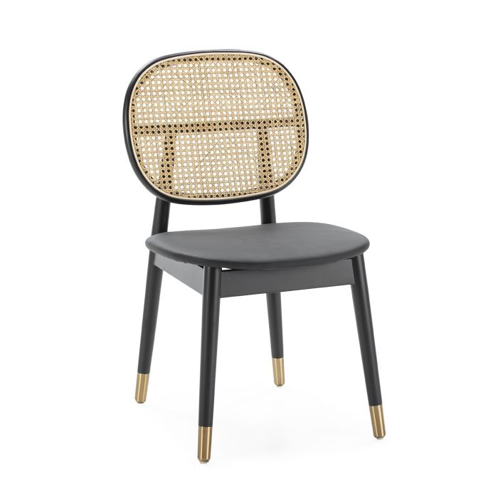 Silla Comedor Ratán Madera Metal