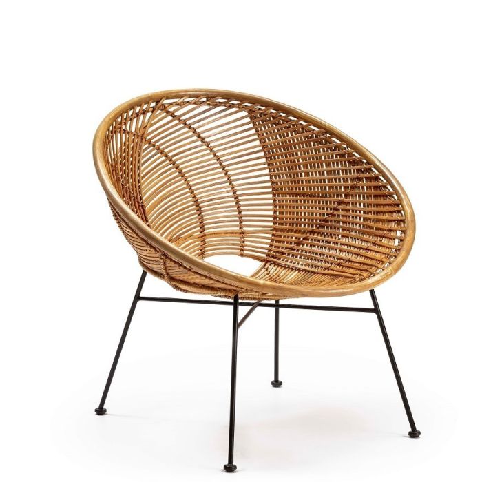 Sillón Tropical Mimbre/Metal Natural/Negro, 72 Cm