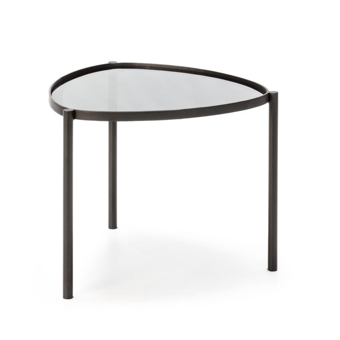 Mesa Auxiliar de Metal y Cristal en Negro.
