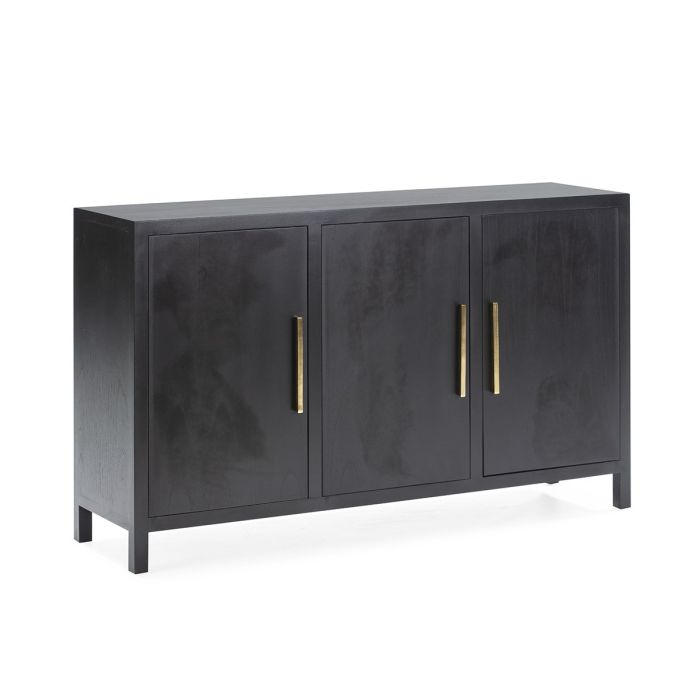 Aparador Estilo Moderno Negro Madera de Cedro Dorado Metal, 150 Cm