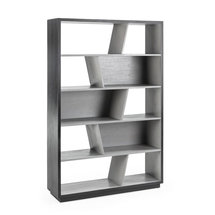 Estantería en Madera de Cedro Negro/Natural con Pátina Gris.