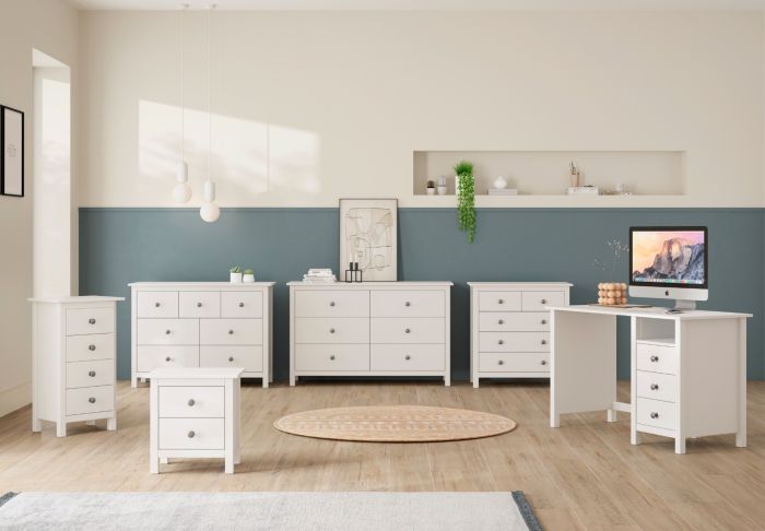 Cómoda Estilo Moderno Madera Pino Blanco, 130 Cm