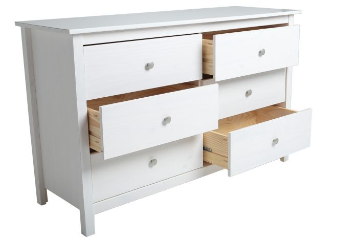 Cómoda Estilo Moderno Madera Pino Blanco, 130 Cm