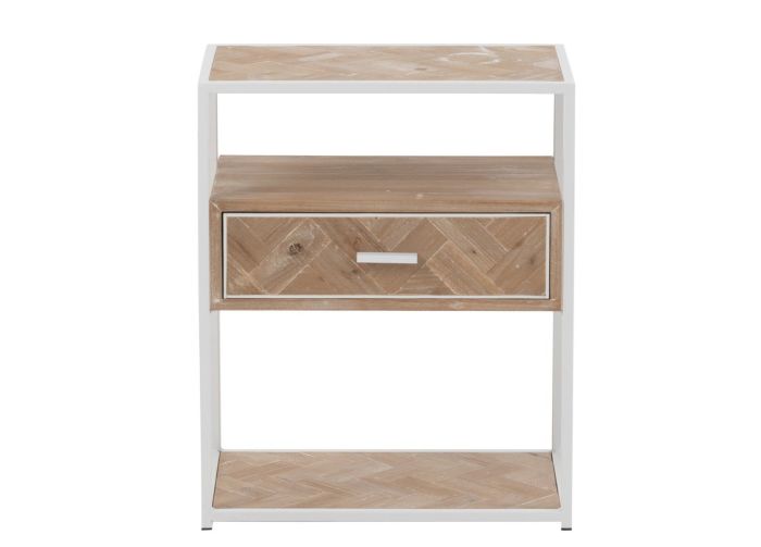Mesita de Noche Zigzag Estilo Nórdico 1 Cajón, 50 Cm