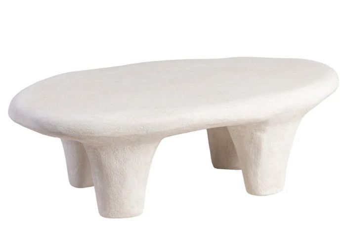 Mesa de centro nórdica en poliresina granulada blanco.