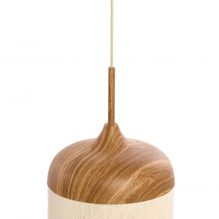 Lámpara Colgante Cuerda Metal Efecto Madera, Ø 22 Cm