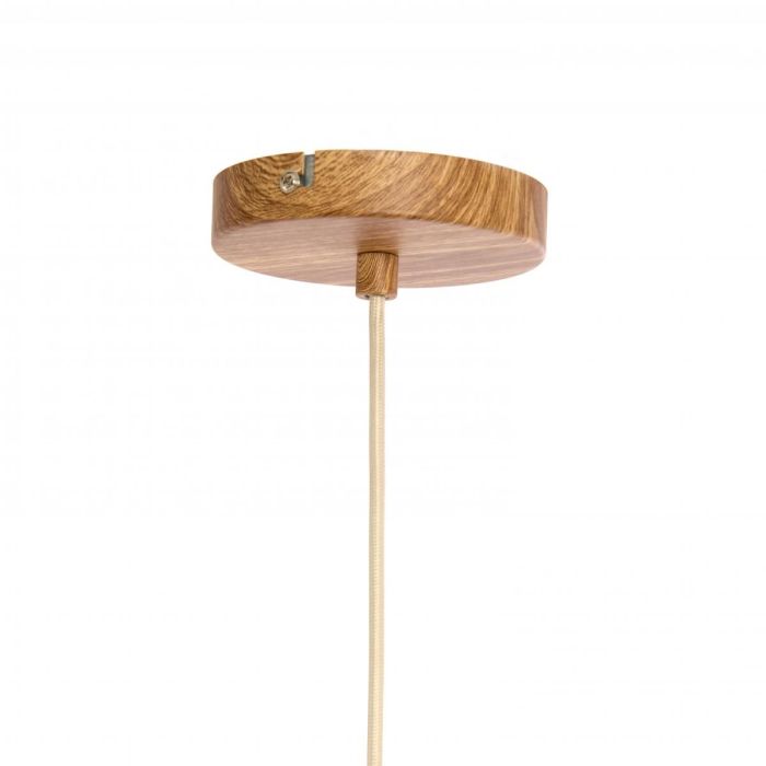Lámpara Colgante Cuerda Metal Efecto Madera, Ø 22 Cm