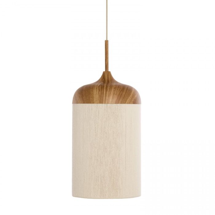 Lámpara Colgante Cuerda Metal Efecto Madera, Ø 22 Cm
