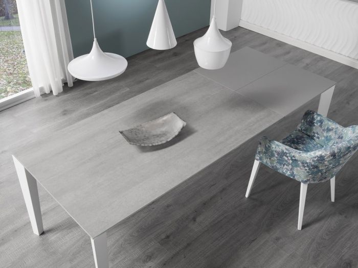 Mesa Comedor Extensible Porcelánico Madera Haya Negro, 120/190 Cm