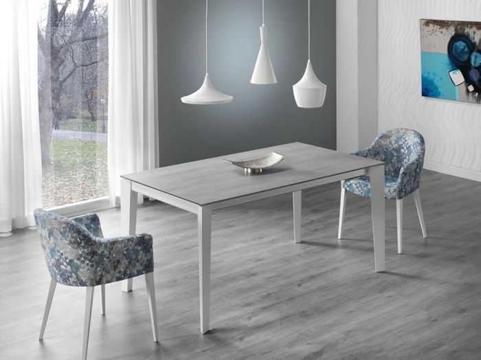Mesa Comedor Extensible Porcelánico Madera Haya Negro, 120/190 Cm