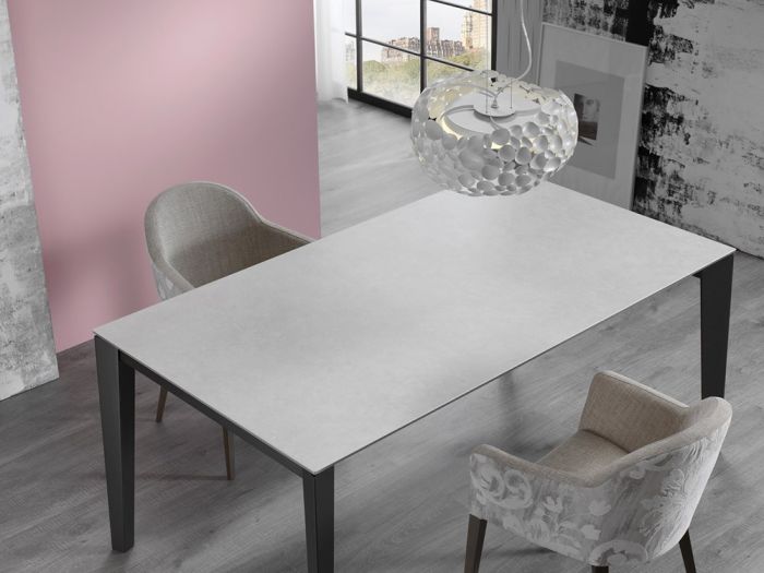 Mesa Comedor Extensible Porcelánico Madera Haya Negro, 120/190 Cm