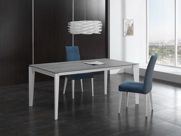 Mesa Comedor Extensible Porcelánico Madera Haya Negro, 120/190 Cm