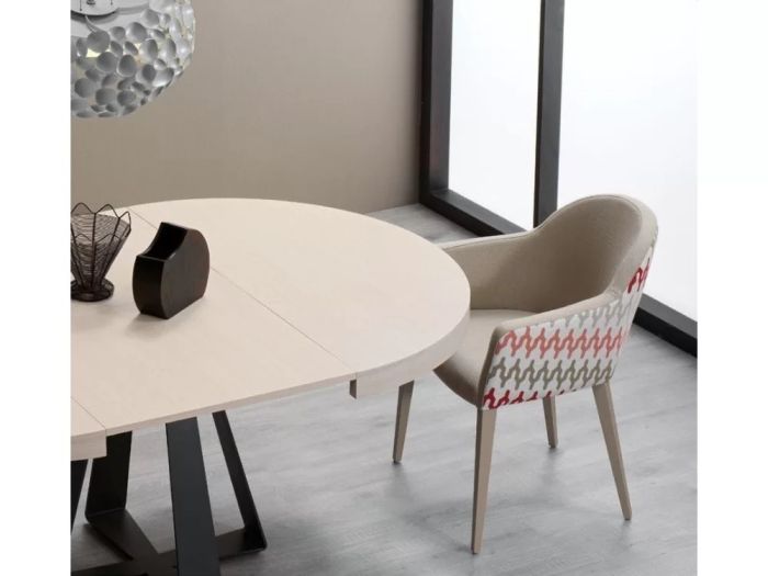 Mesa Comedor Extensible Redonda Chapa Madera Acero, 105 Cm