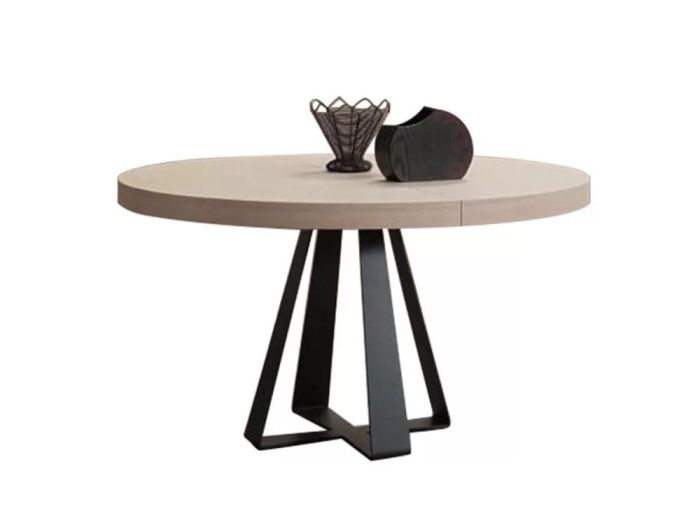 Mesa Comedor Extensible Redonda Chapa Madera Acero, 105 Cm