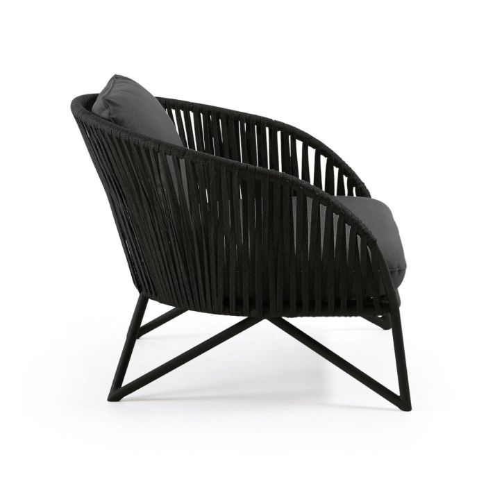 Sillón Tejido Cuerda Acero Negro, 100 Cm