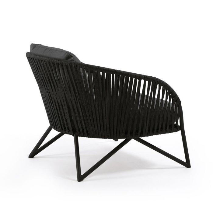 Sillón Tejido Cuerda Acero Negro, 100 Cm