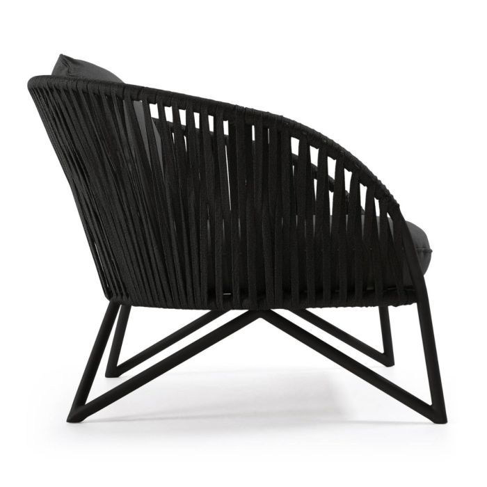 Sillón Tejido Cuerda Acero Negro, 100 Cm