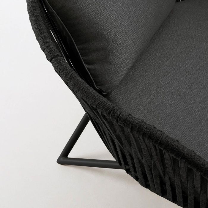 Sillón Tejido Cuerda Acero Negro, 100 Cm