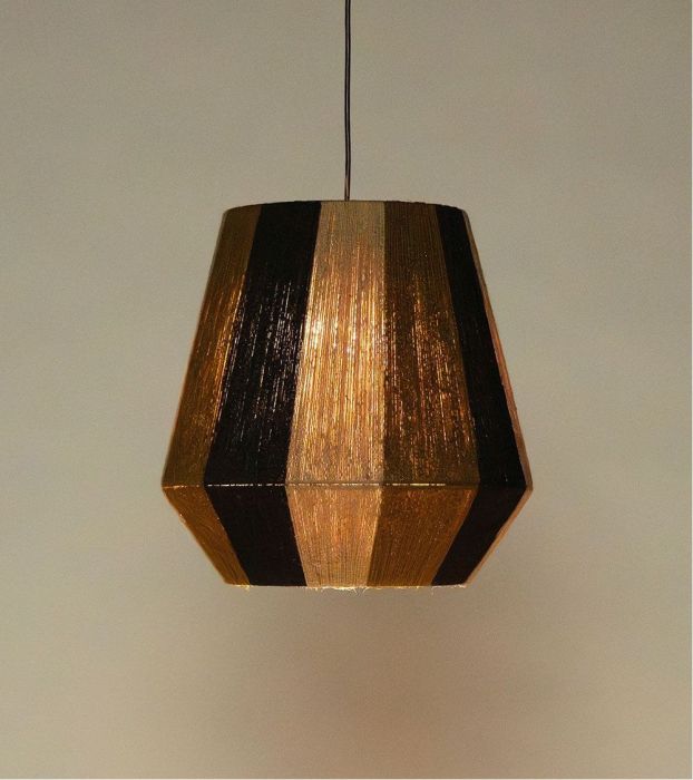 Lámpara de techo Ito Tejida Mostaza/Negro/Natural, 40 Cm