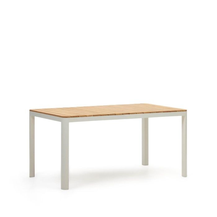 Mesa Exterior Bona Madera Teca Aluminio Natural Blanco, 163 Cm