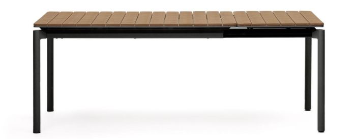 Mesa Extensible Exterior Polimadera Aluminio Negro Mate, 140/200 Cm