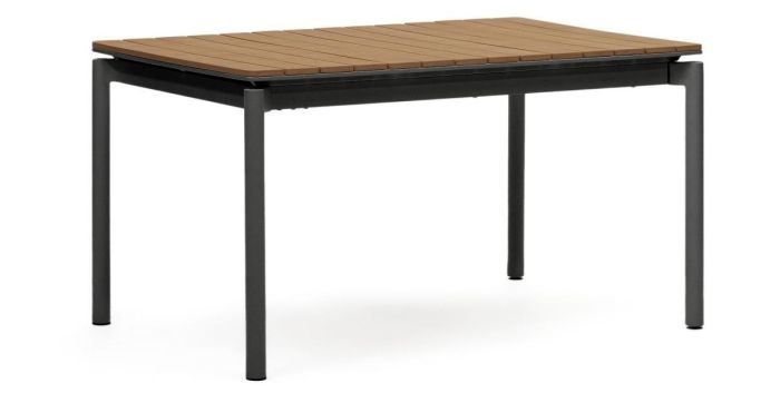 Mesa Extensible Exterior Polimadera Aluminio Negro Mate, 140/200 Cm