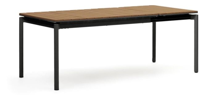 Mesa Extensible Exterior Polimadera Aluminio Negro Mate, 140/200 Cm