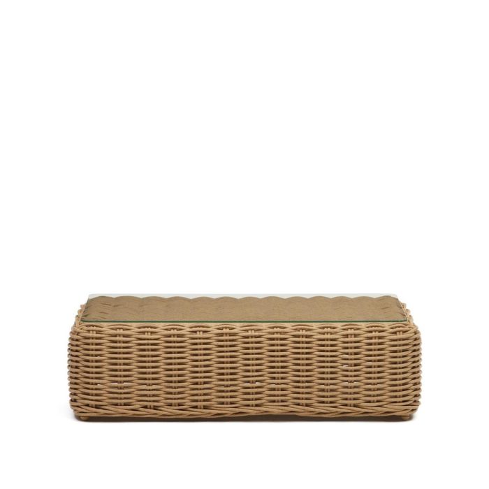 Mesa Centro de Jardín Ratán Sintético Acabado Natural, 112 Cm