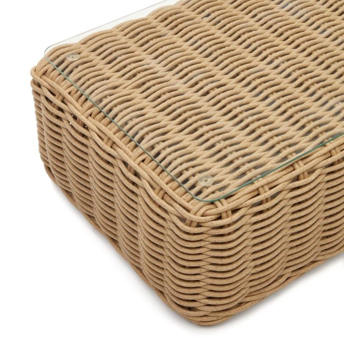 Mesa Centro de Jardín Ratán Sintético Acabado Natural, 112 Cm