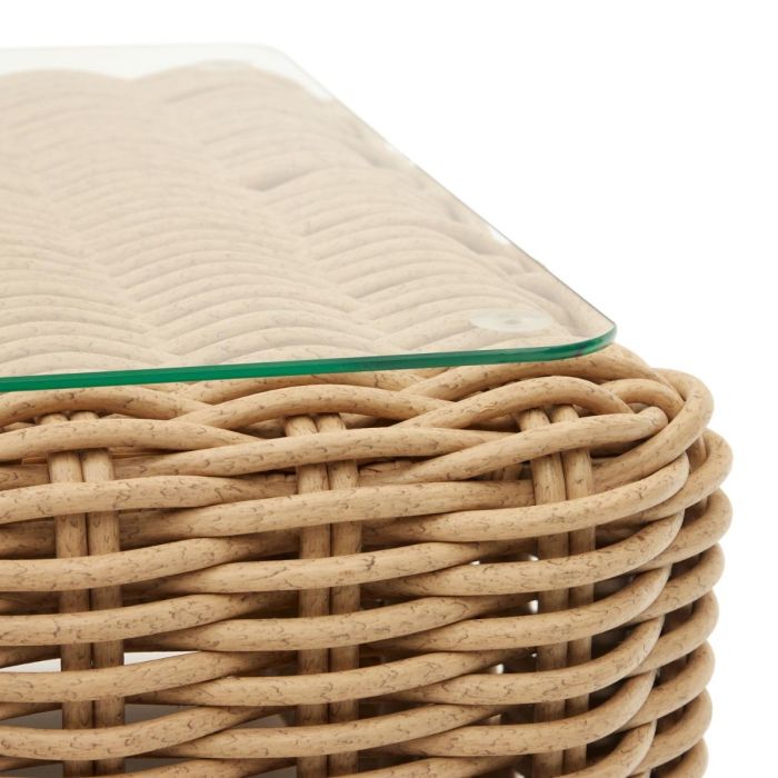 Mesa Centro de Jardín Ratán Sintético Acabado Natural, 112 Cm