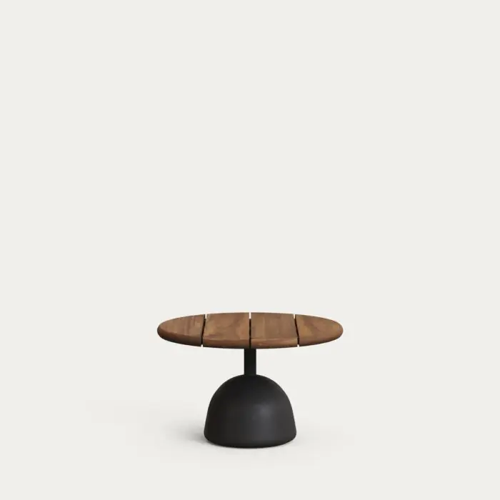 Mesa Centro Redonda Sobre Acacia Nogal Cemento Negro, 55 Cm