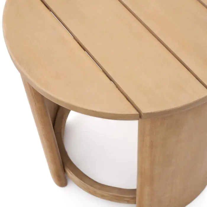 Mesa Auxiliar Redonda Jardín Madera Maciza Eucalipto, 56 Cm