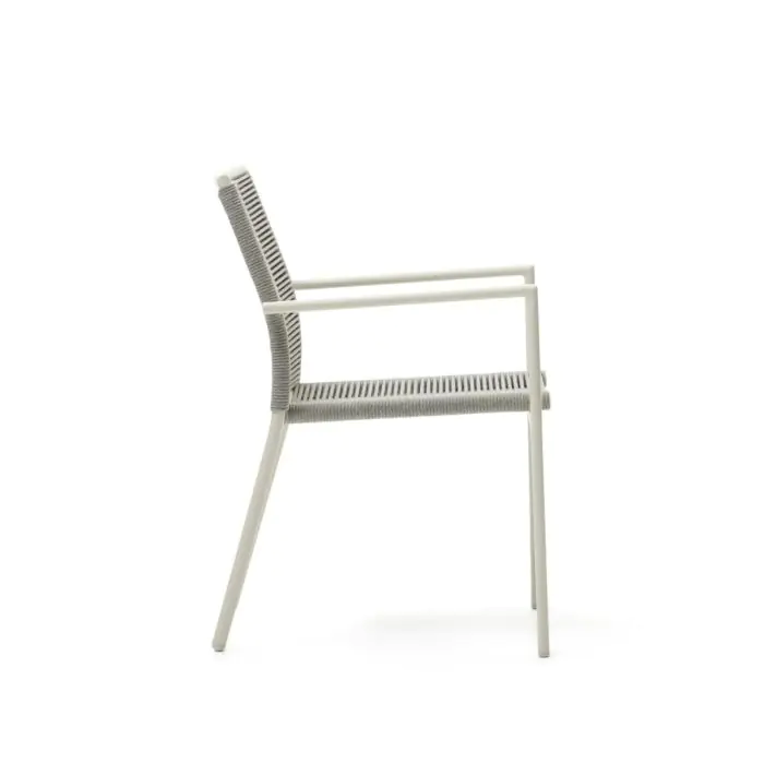 silla De Exterior  Aluminio Cuerda Blanco, 56 Cm