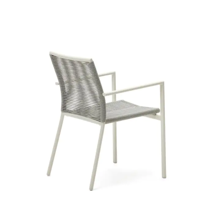 silla De Exterior  Aluminio Cuerda Blanco, 56 Cm