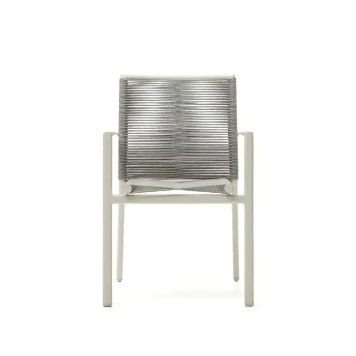 silla De Exterior  Aluminio Cuerda Blanco, 56 Cm