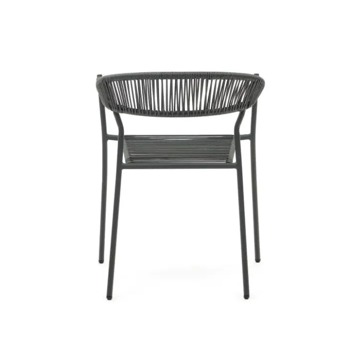 Silla Exterior Cuerda Sintética Acero Gris, 57 Cm