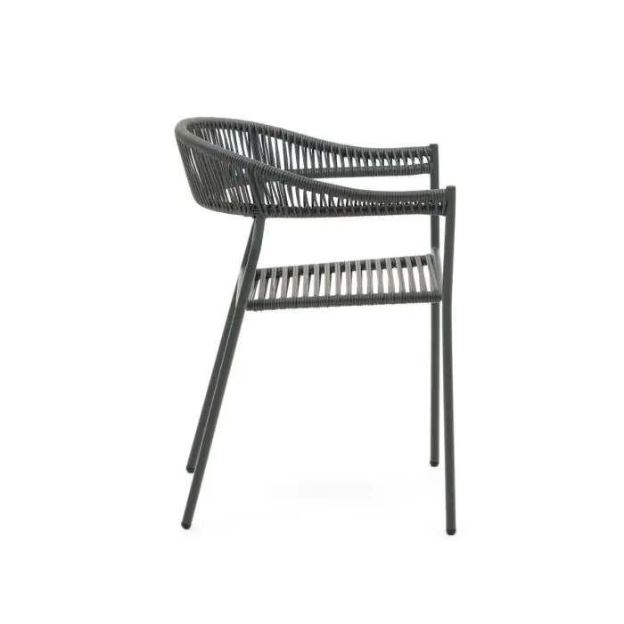 Silla Exterior Cuerda Sintética Acero Gris, 57 Cm