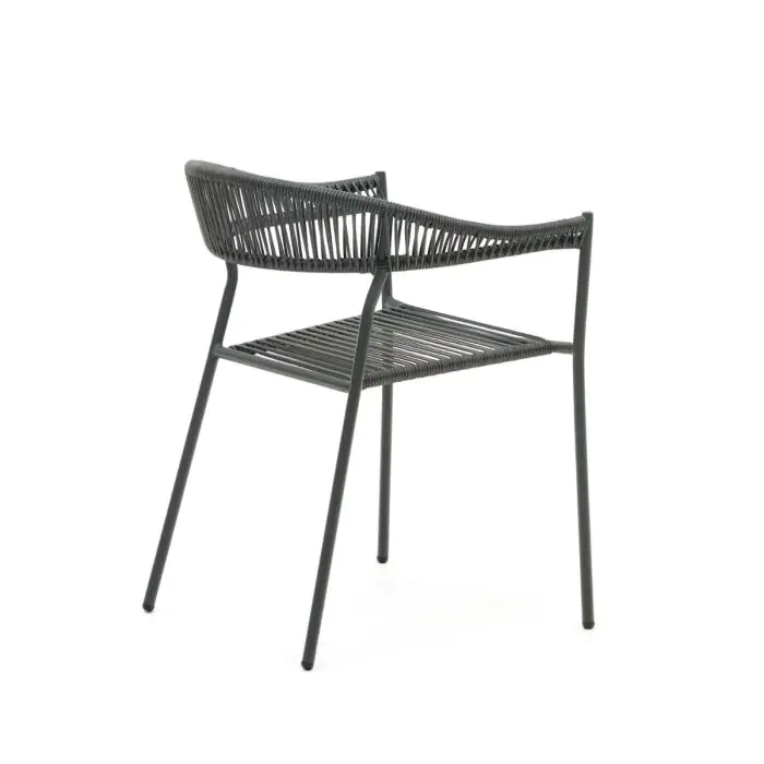 Silla Exterior Cuerda Sintética Acero Gris, 57 Cm