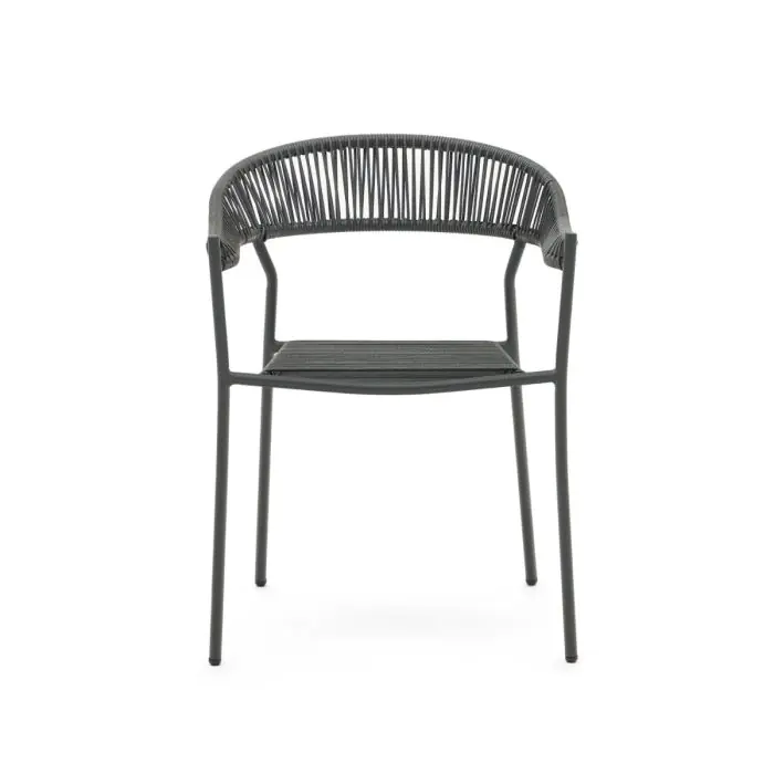 Silla Exterior Futadera Cuerda Sintética Acero Gris, 57 Cm