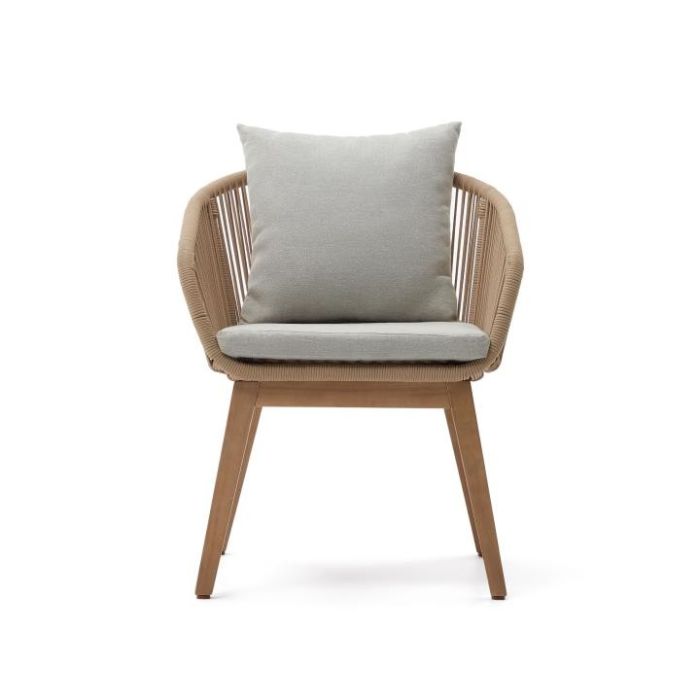 Silla Exterior Portalo Cuerda Beige Madera Acacia Natural, 76 Cm