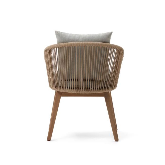 Silla Exterior Cuerda Beige Madera Acacia Natural, 76 Cm
