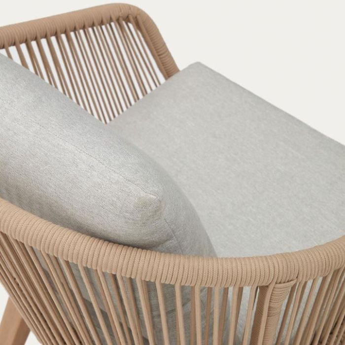 Silla Exterior Cuerda Beige Madera Acacia Natural, 76 Cm
