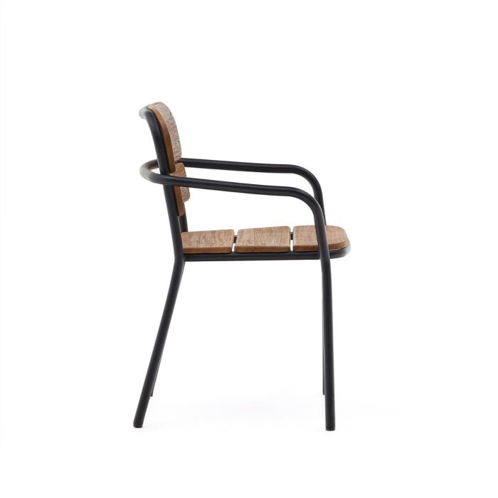 Silla Madera Maciza Eucalipto Natural Aluminio, 61'5 Cm