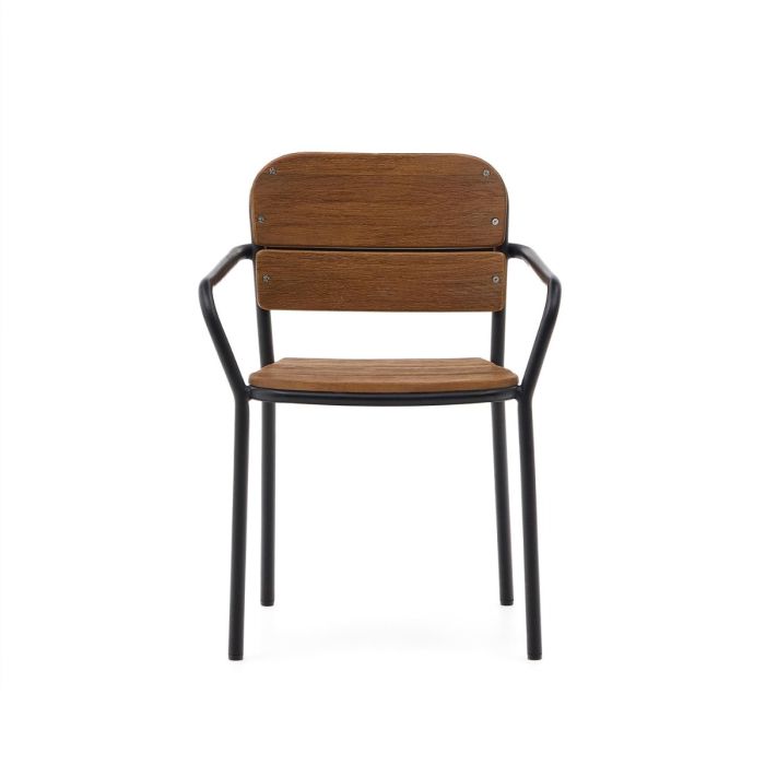 Silla Madera Maciza Eucalipto Natural Aluminio, 61'5 Cm