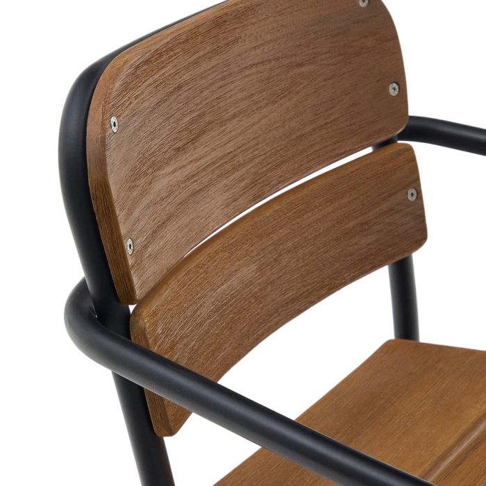 Silla Madera Maciza Eucalipto Natural Aluminio, 61'5 Cm