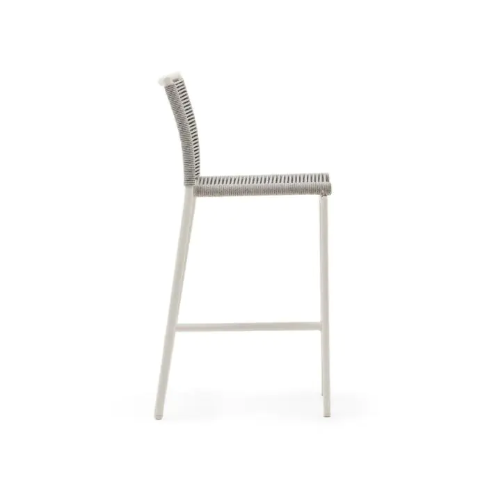 Taburete Exterior Cuerda Aluminio Blanco, 46 Cm